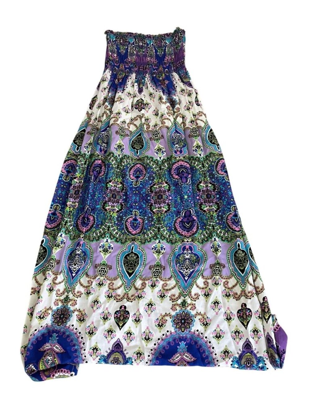 Espresso Womens Paisley Maxi Dress Smocked Bodice Boho Style Size Small